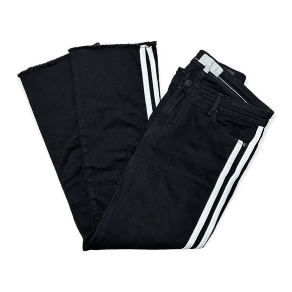 InWear Cropped Kickflare Black Jeans w White Double Side Stripes - Picture 1 of 8
